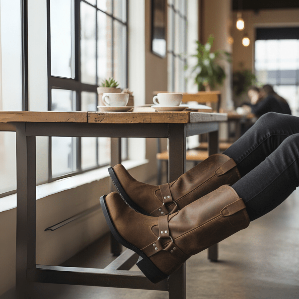 Waterproof Harness Boots with Durable Build - Rugged All-Weather Leather-Look Boots for Everyday Style