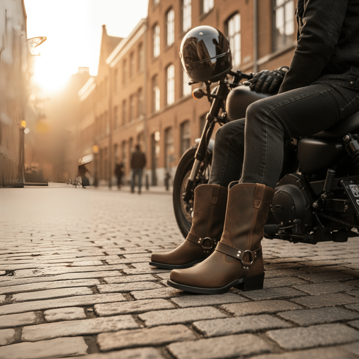 Waterproof Harness Boots with Durable Build - Rugged All-Weather Leather-Look Boots for Everyday Style