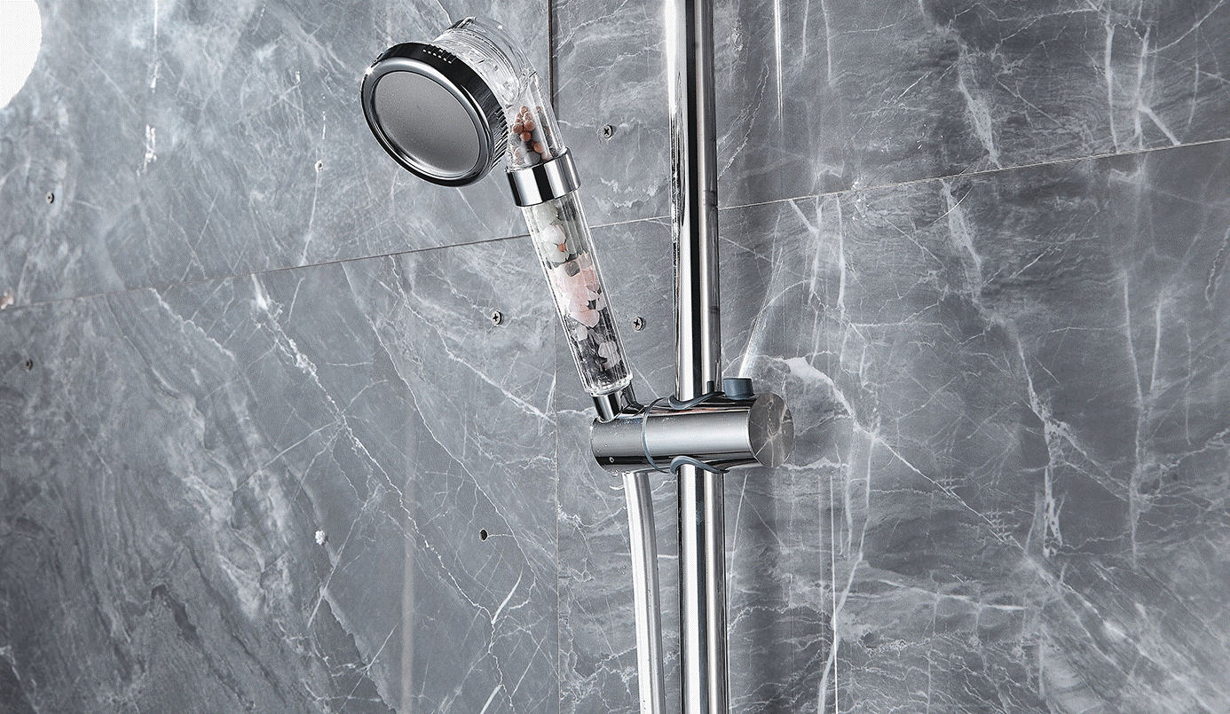 High-Pressure Filtered Shower Head with Mineral Stones for Soft Water