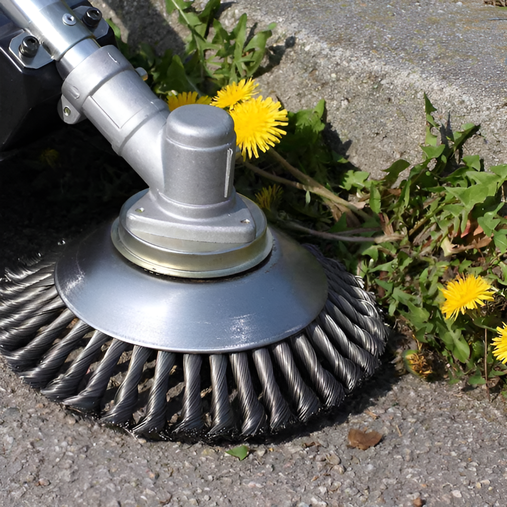 Garden Pro Carbon Steel Weed Brush Trimmer Head – Heavy-Duty Wire Attachment for Driveways & Patios