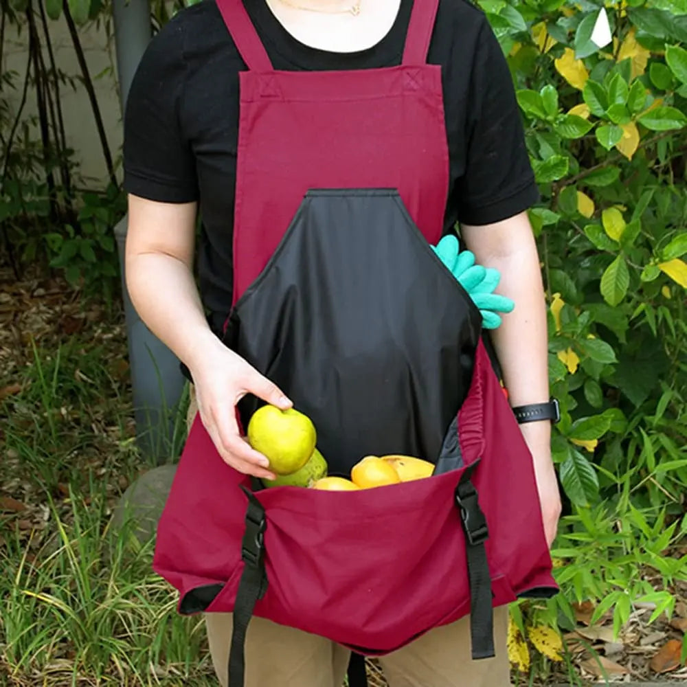 Garden Work Apron with Cross-Back Straps – Quick-Release Harvest Pocket & Water-Resistant Chest Pocket