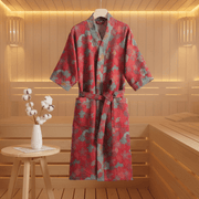 Luma Reversible Kimono Cotton Bathrobe – Organic Double-Gauze Two-Tone Robe for Natural Everyday Comfort