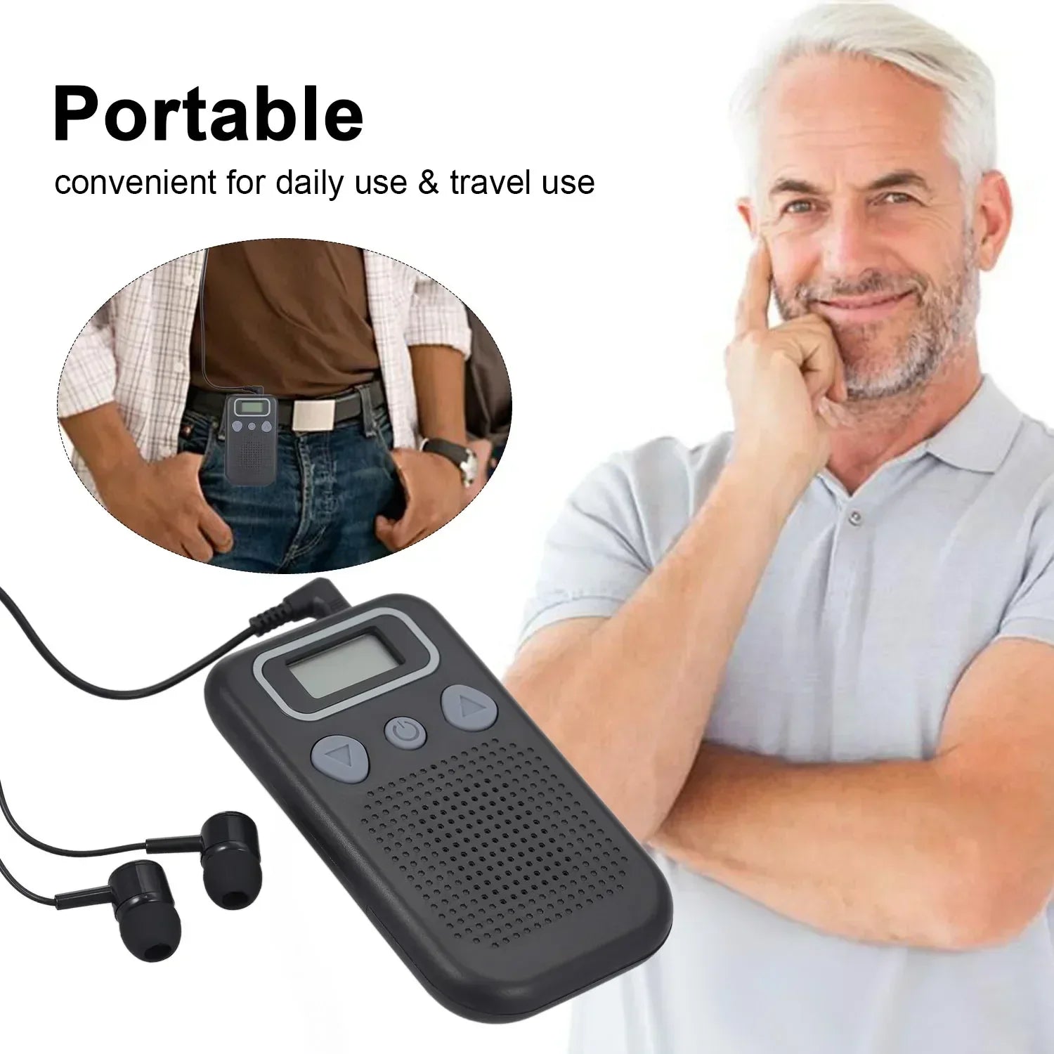 Battery Powered In Ear Hearing Enhancement and Sound Amplifier for Seniors