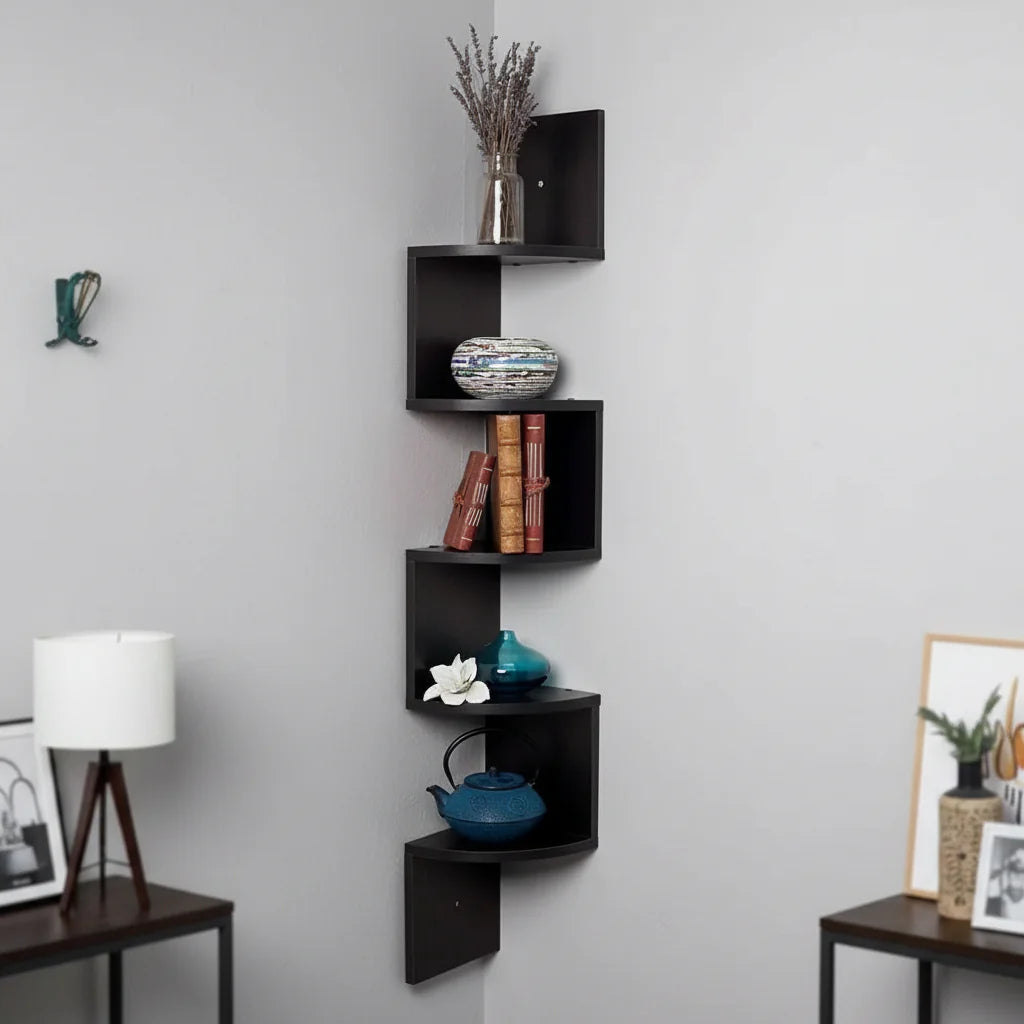Elegant Corner Wall Shelf – Compact Storage with Modern Style
