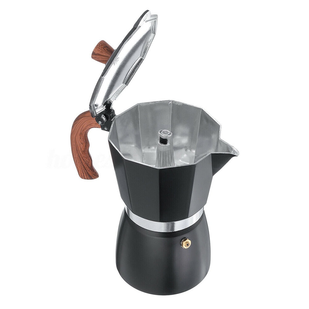Italian-Style Stovetop Espresso Maker – Classic Aluminum Moka Pot with Milk Frother & Drip Tray
