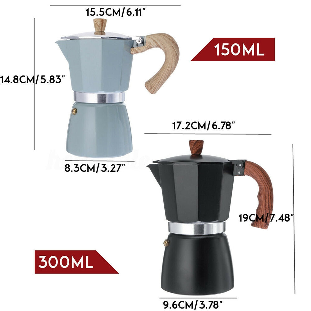 Italian-Style Stovetop Espresso Maker – Classic Aluminum Moka Pot with Milk Frother & Drip Tray