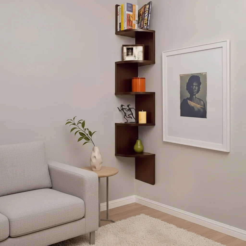 Elegant Corner Wall Shelf – Compact Storage with Modern Style