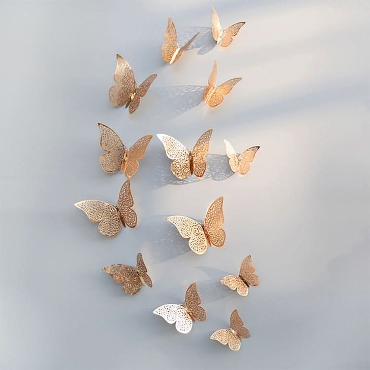 3D Butterfly Wall Stickers Set – Metallic Removable Butterfly Decals for Bedroom, Nursery & Wedding Decor