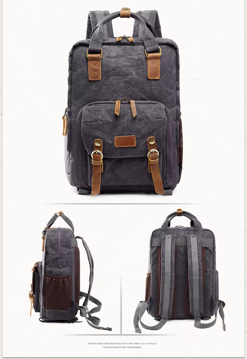 Waterproof Waxed Canvas Camera Bag | DSLR & 15" Laptop Backpack