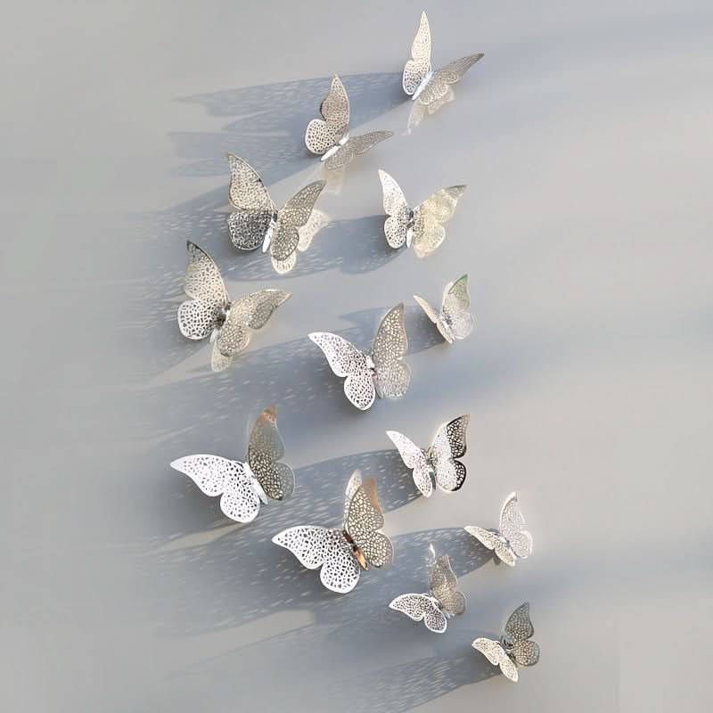 3D Butterfly Wall Stickers Set – Metallic Removable Butterfly Decals for Bedroom, Nursery & Wedding Decor