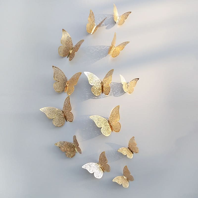 3D Butterfly Wall Stickers Set – Metallic Removable Butterfly Decals for Bedroom, Nursery & Wedding Decor