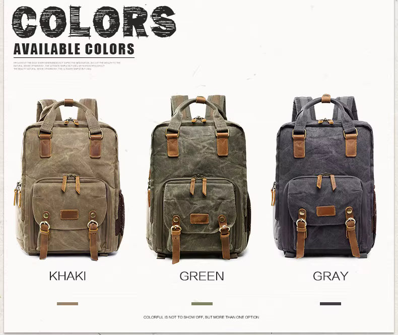 Waterproof Waxed Canvas Camera Bag | DSLR & 15" Laptop Backpack