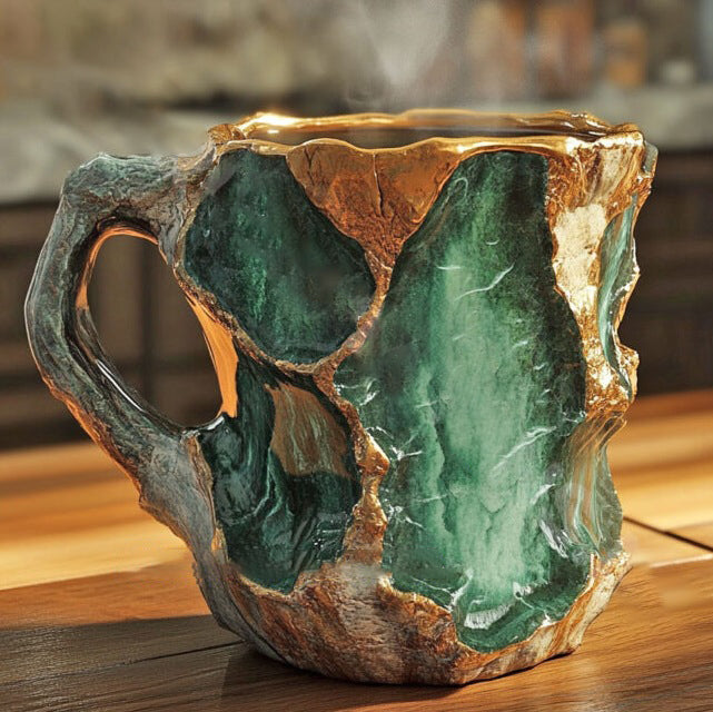 GeoSip | Handcrafted Insulated Crystal Mineral Coffee Mug Microwave-Safe 350–450 ml