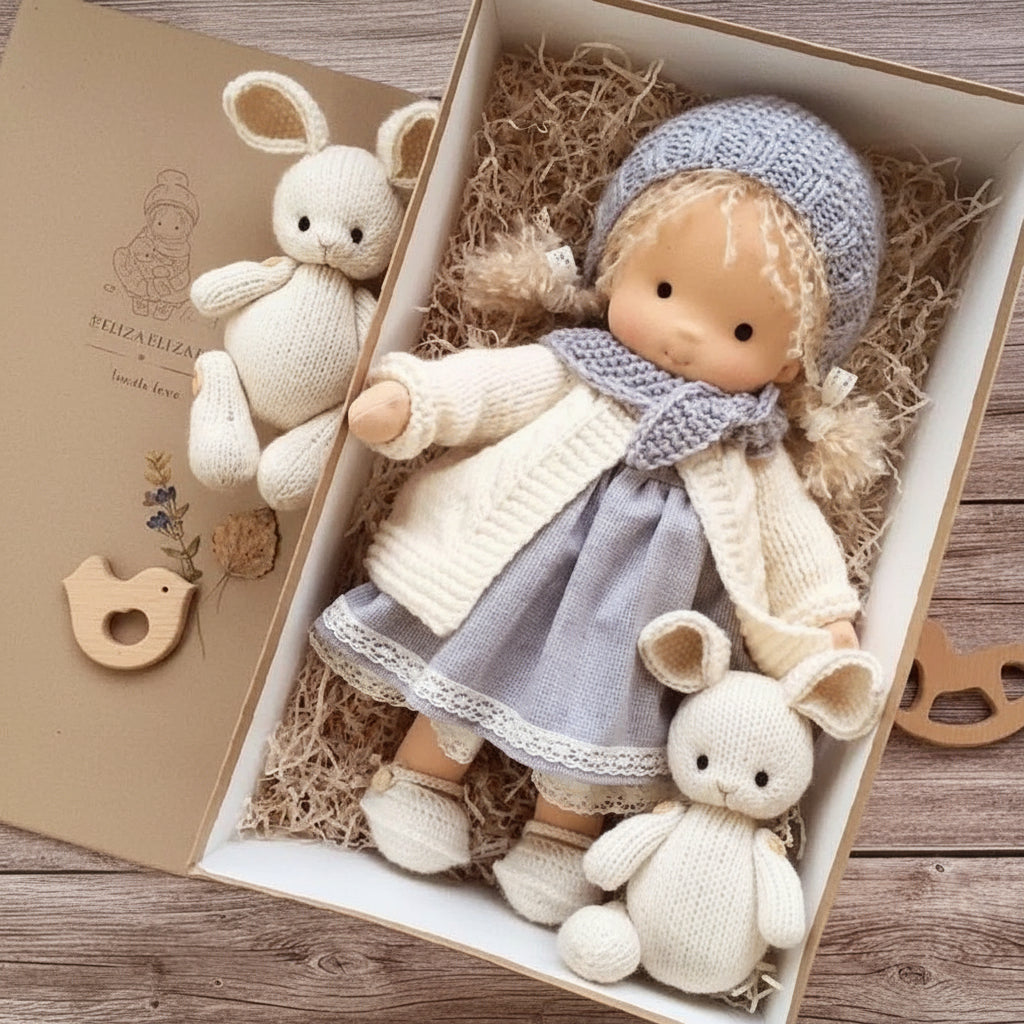 Handmade Waldorf Cotton Doll - Soft Natural Cuddle Companion for Imaginative Play and Nursery Decor