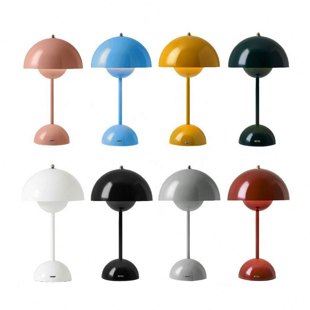 Rechargeable LED Mushroom Table Lamp with Portable Flowerpot Design