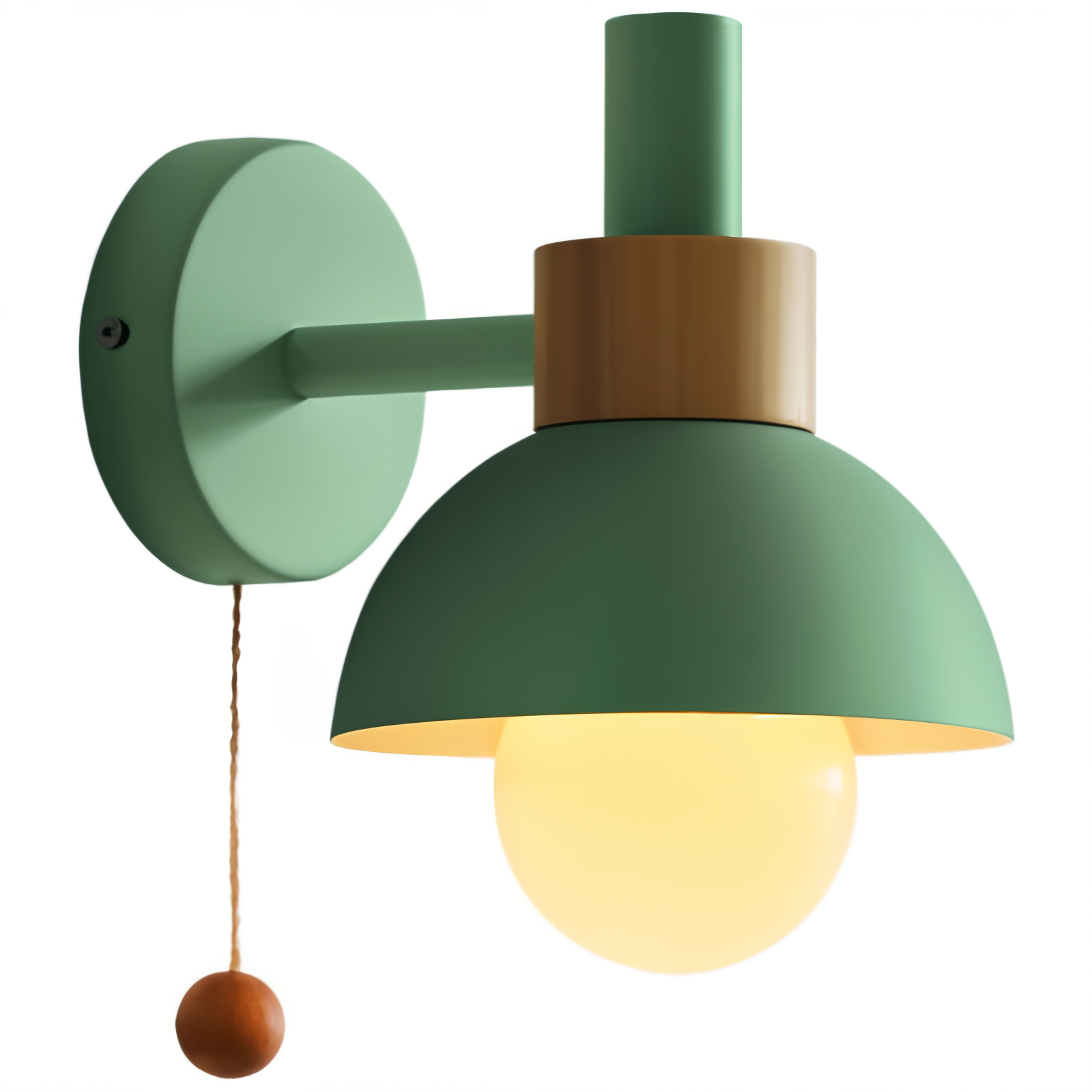 Pastel Wall Lamp – Soft-Glow Iron & Wood Sconce for Bedroom, Nursery & Living Room