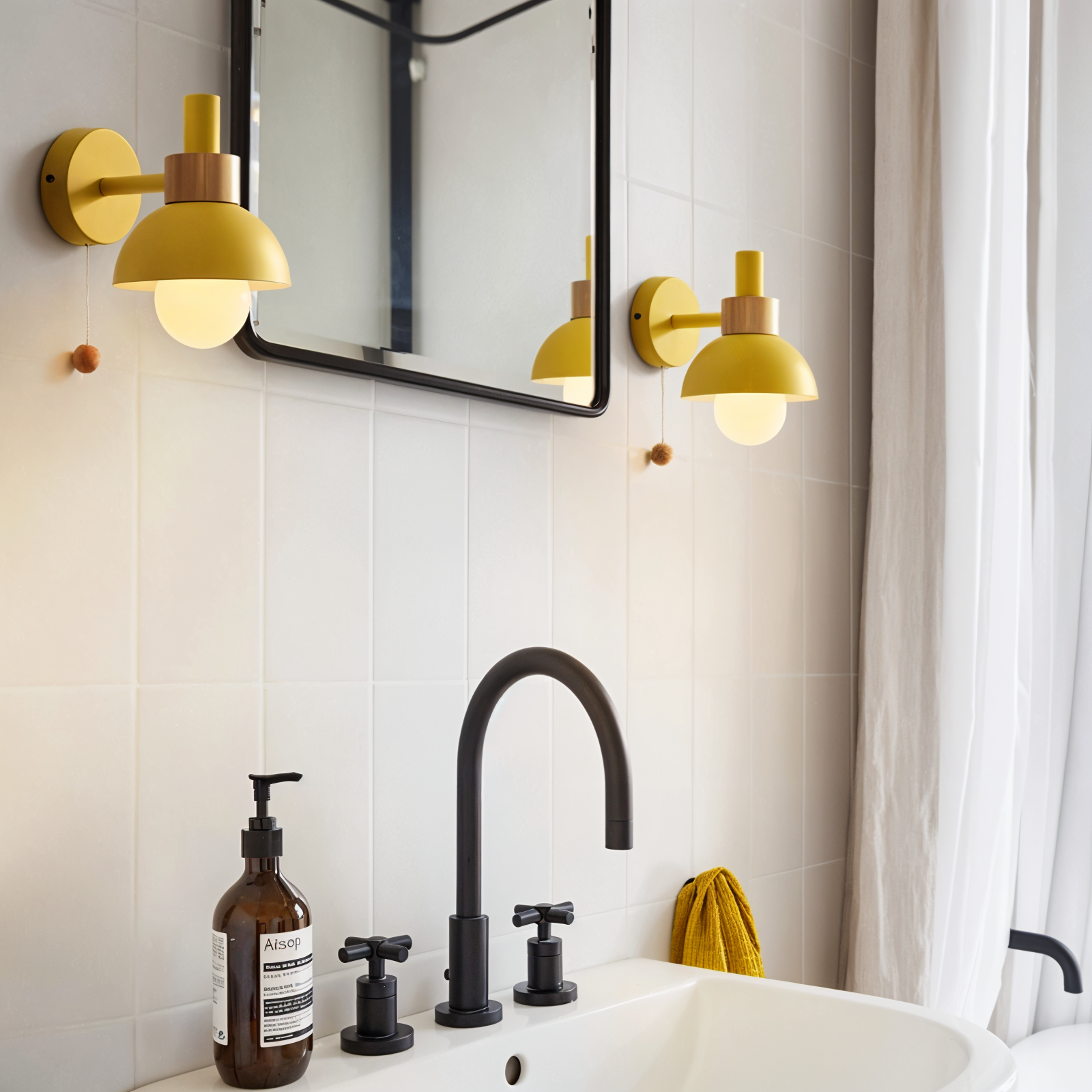 Pastel Wall Lamp – Soft-Glow Iron & Wood Sconce for Bedroom, Nursery & Living Room