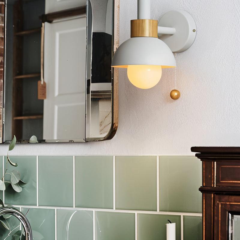 Pastel Wall Lamp – Soft-Glow Iron & Wood Sconce for Bedroom, Nursery & Living Room