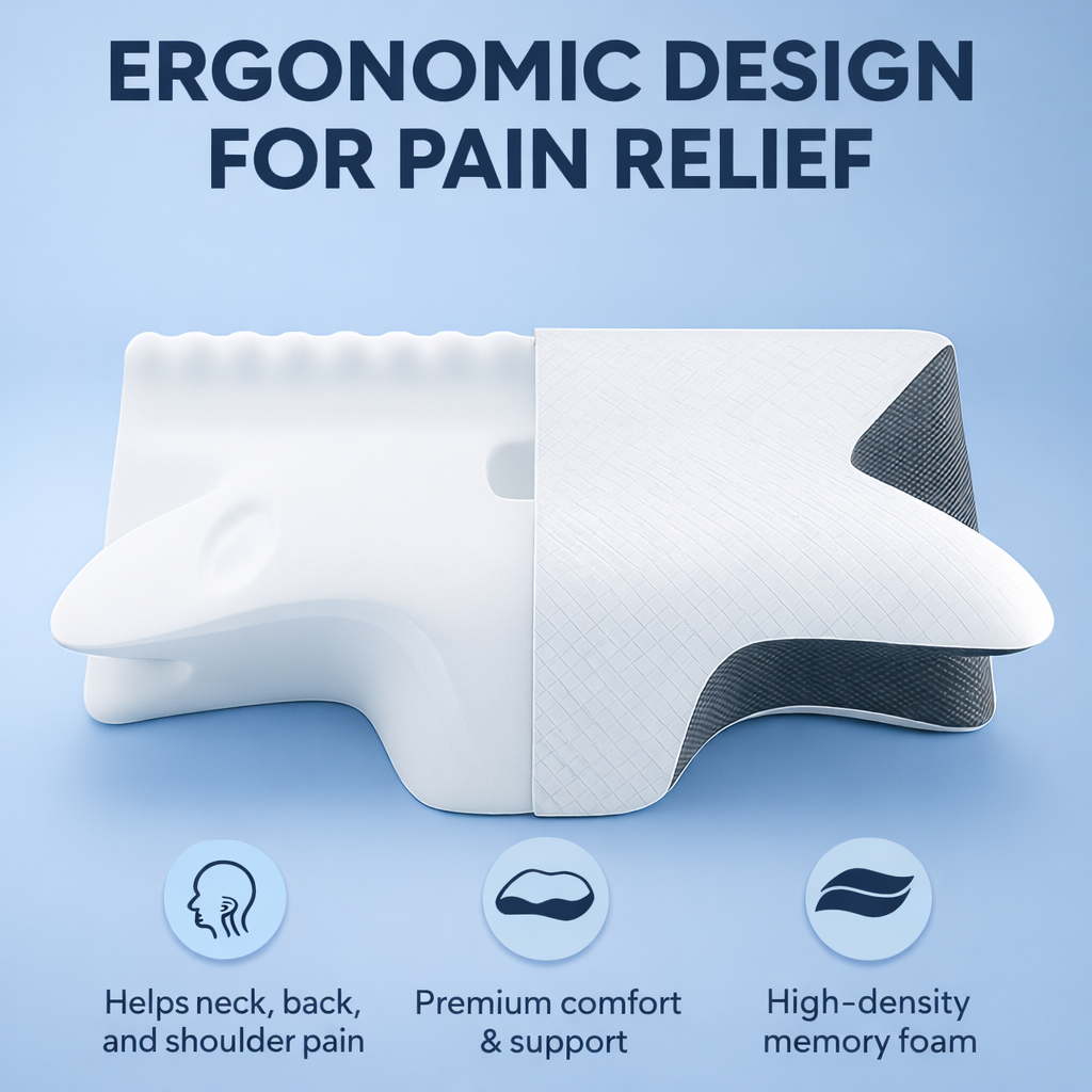 Orthopedic Contour Memory Foam Pillow | Cervical Neck Support