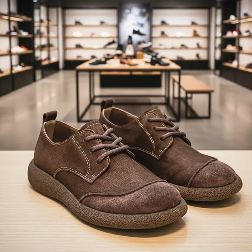 Orthopedic Genuine Cowhide Leather Shoes - Supportive Cushioned Comfort Footwear for All-Day Wear