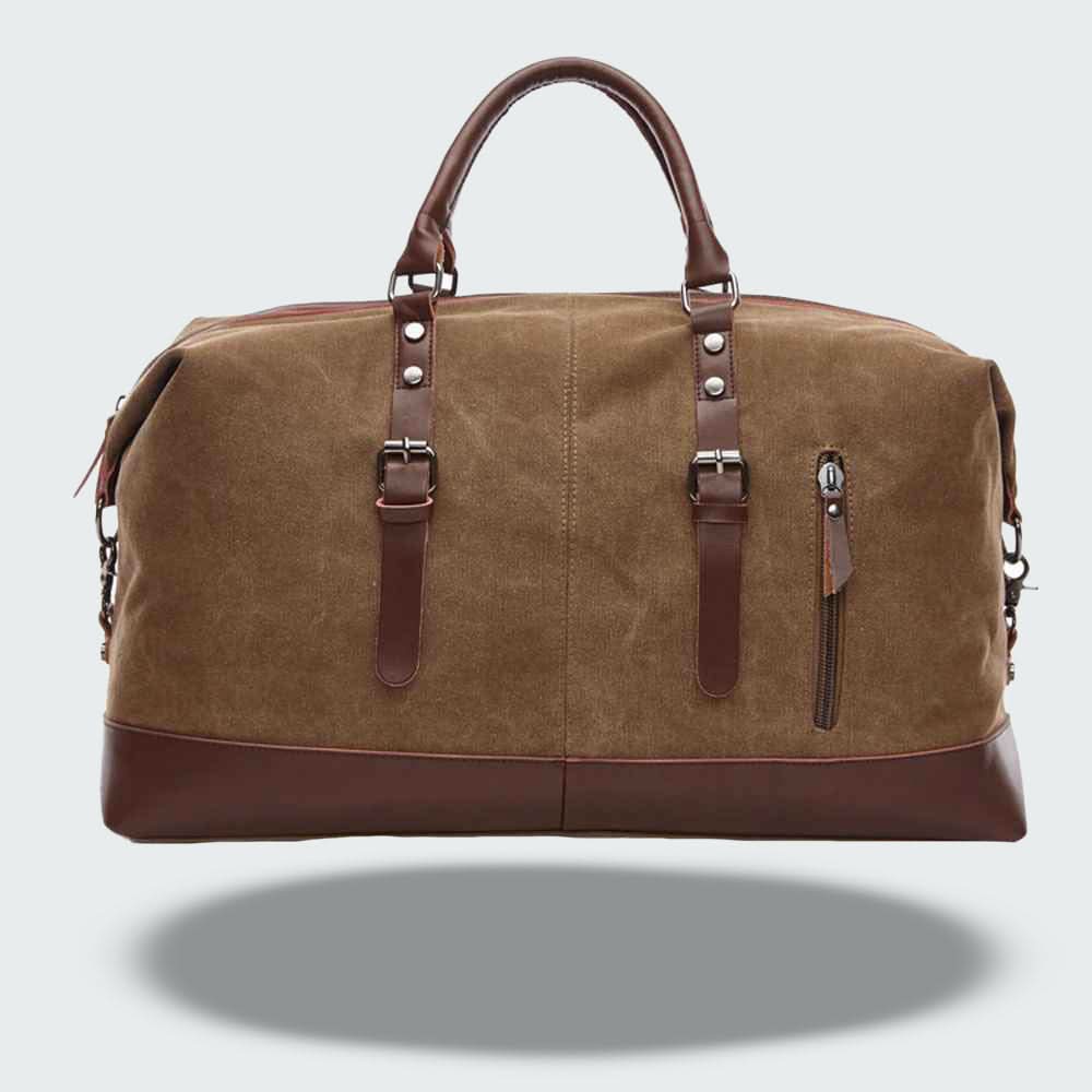 Men's Leather & Canvas Duffel Bag | Overnight Travel Weekender