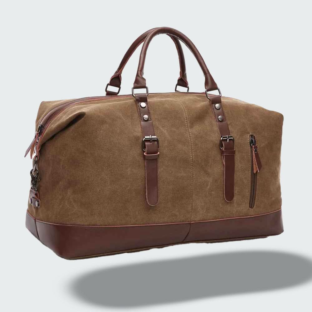 Men's Leather & Canvas Duffel Bag | Overnight Travel Weekender