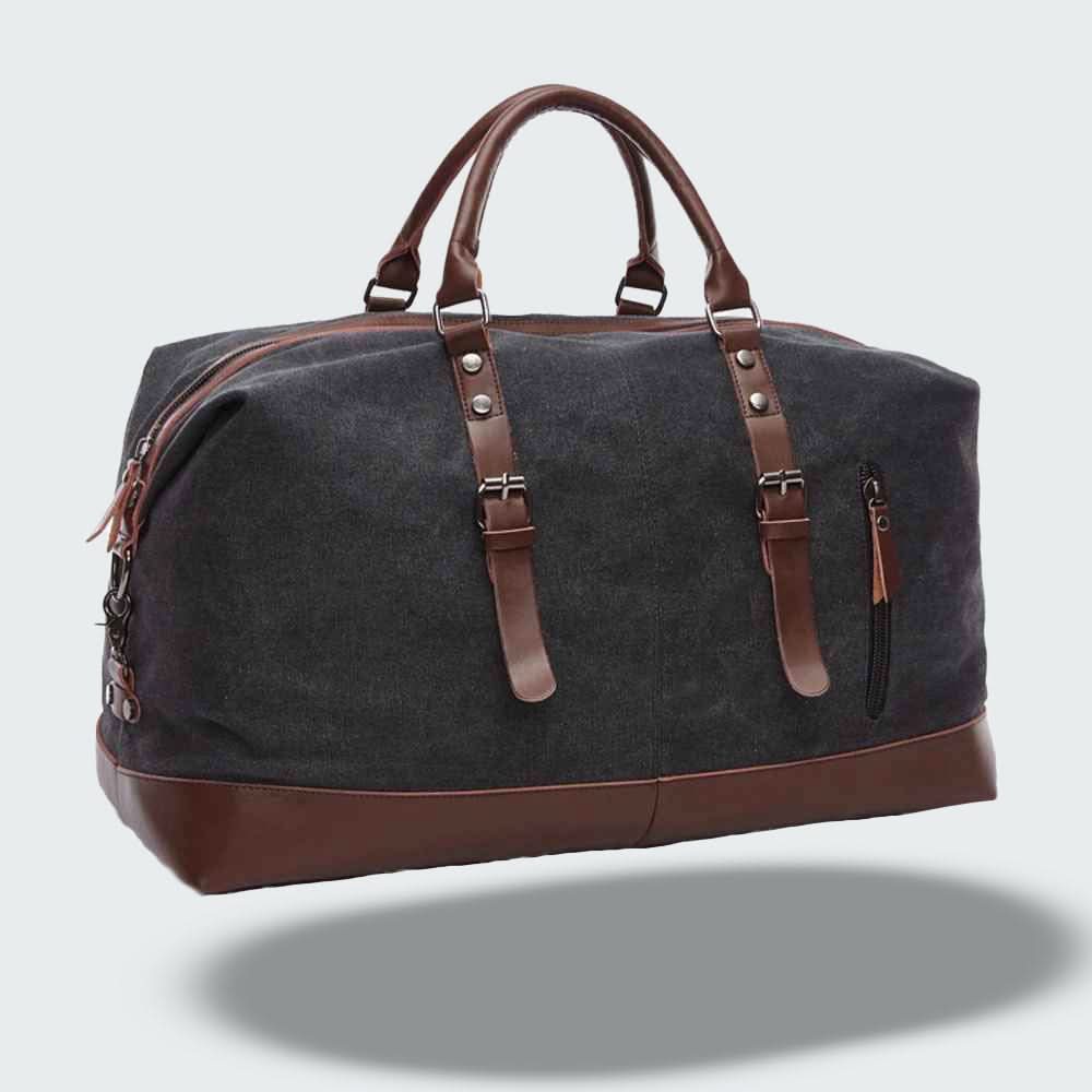 Men's Leather & Canvas Duffel Bag | Overnight Travel Weekender