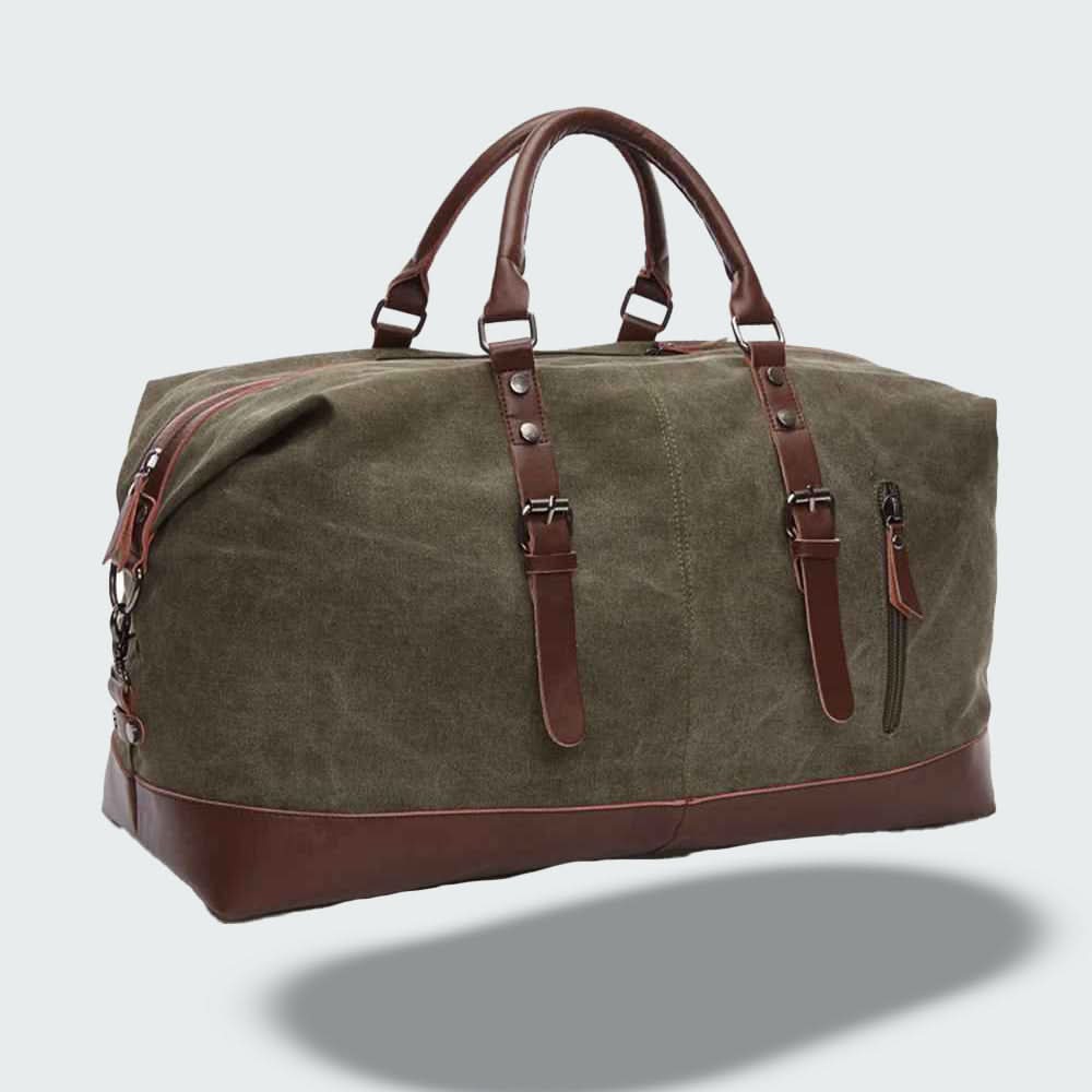 Men's Leather & Canvas Duffel Bag | Overnight Travel Weekender