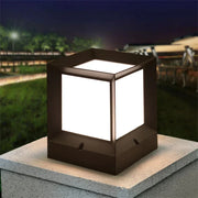 Modern Outdoor Pillar Light – Weatherproof Black Frame Post Lantern with Soft White Diffuser