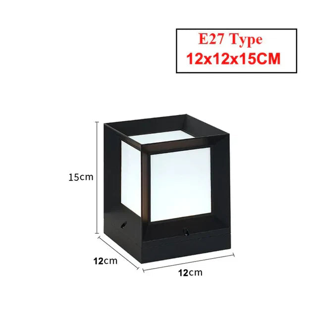 Modern Outdoor Pillar Light – Weatherproof Black Frame Post Lantern with Soft White Diffuser