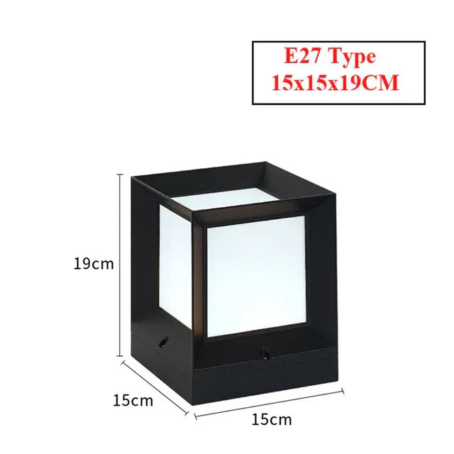 Modern Outdoor Pillar Light – Weatherproof Black Frame Post Lantern with Soft White Diffuser