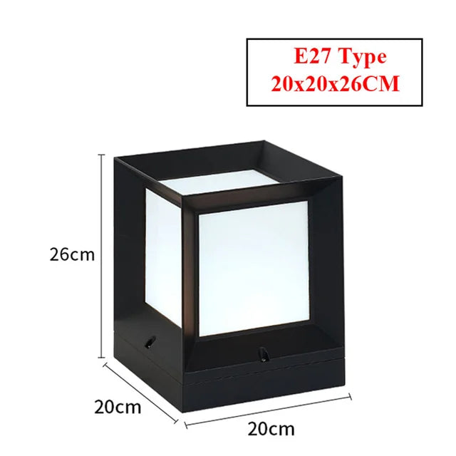 Modern Outdoor Pillar Light – Weatherproof Black Frame Post Lantern with Soft White Diffuser