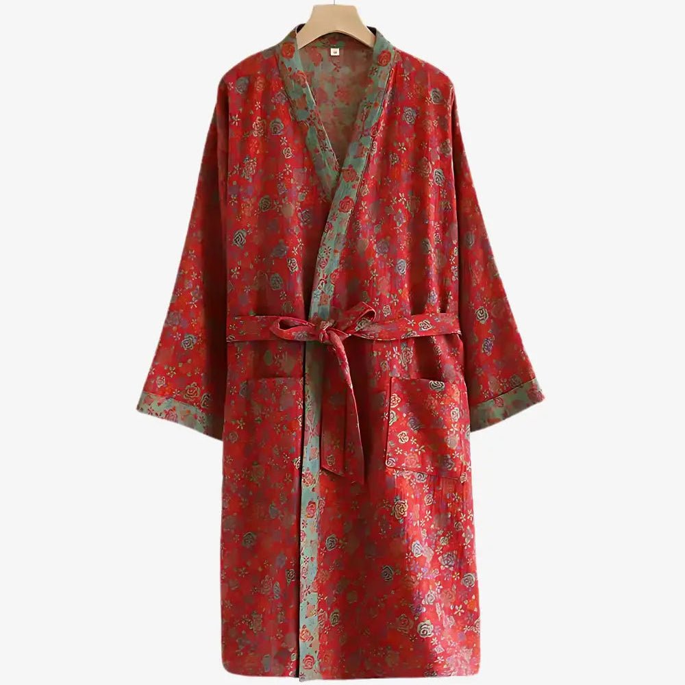Stylish Organic Cotton Kimono Bathrobe – Breathable Gauze Fabric and Reversible Design for Relaxed, Everyday Comfort and Natural Elegance
