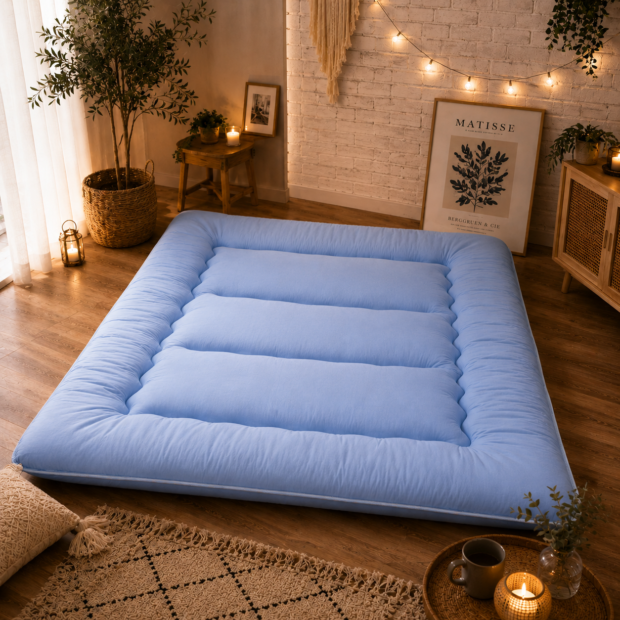 Cozy Rest Japanese Floor Mattress – Thick Foldable Futon Sleeping Pad & Roll-Up Guest Bed for Adults & Kids