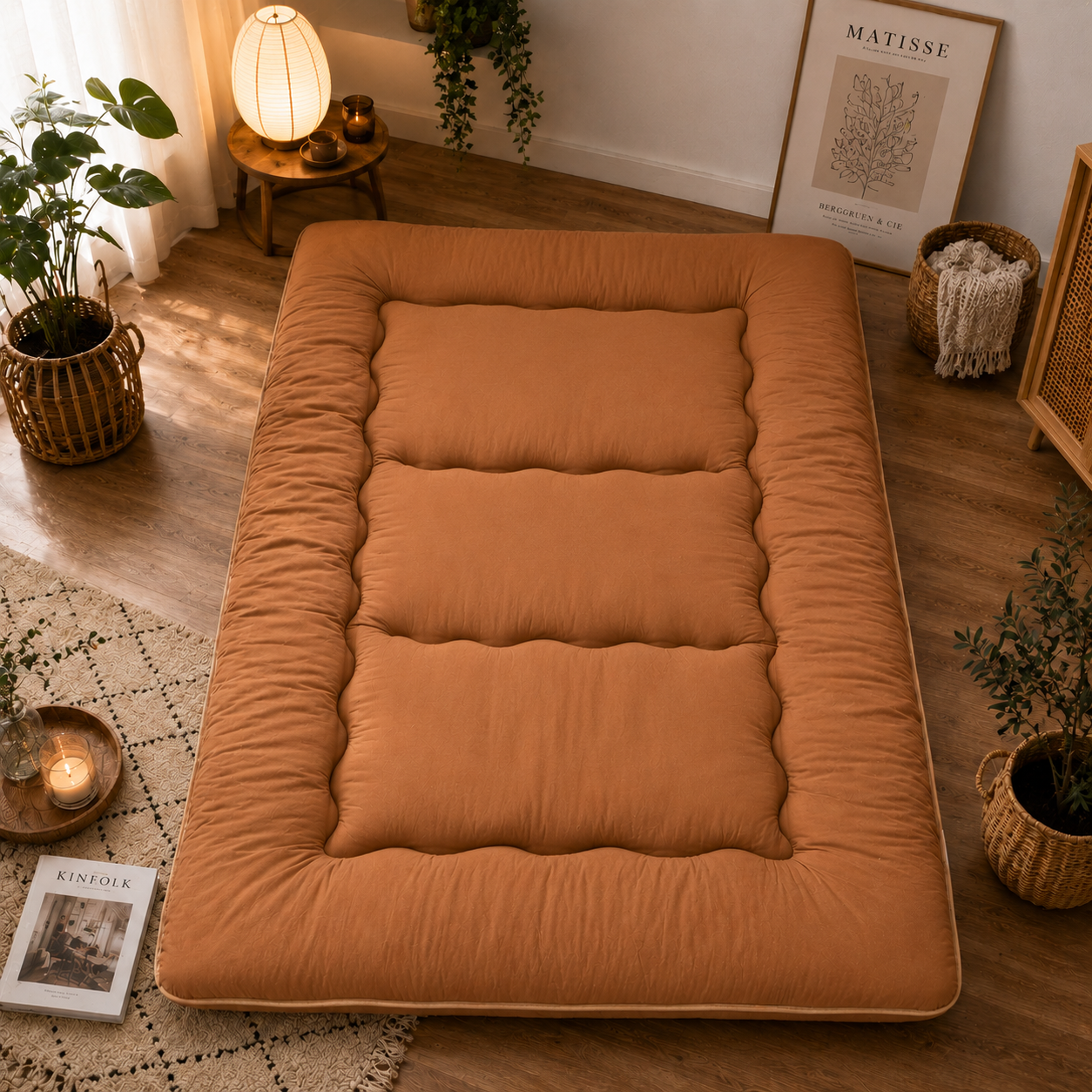 Cozy Rest Japanese Floor Mattress – Thick Foldable Futon Sleeping Pad & Roll-Up Guest Bed for Adults & Kids
