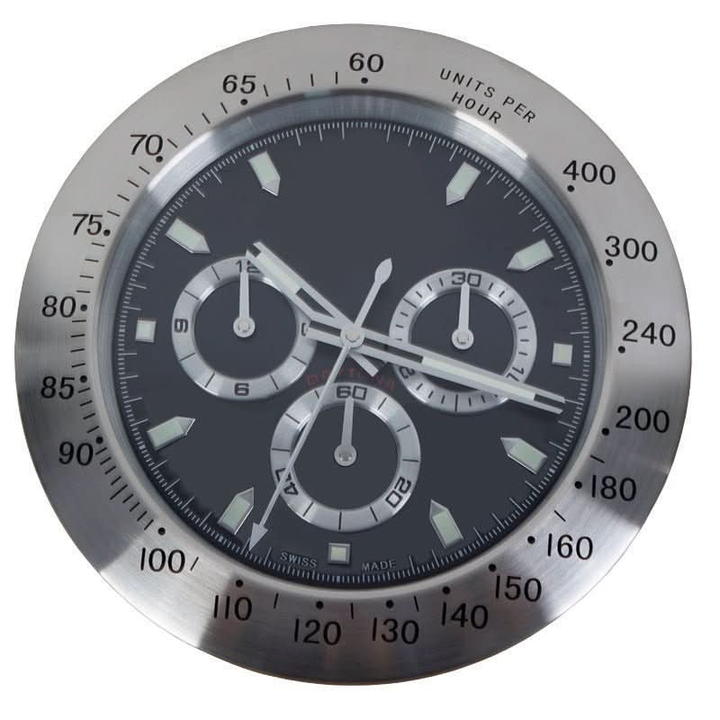 LumaCore Stainless Steel Wall Clock with Luminous Hands – Silent Quartz Modern Clock for Living Room & Office