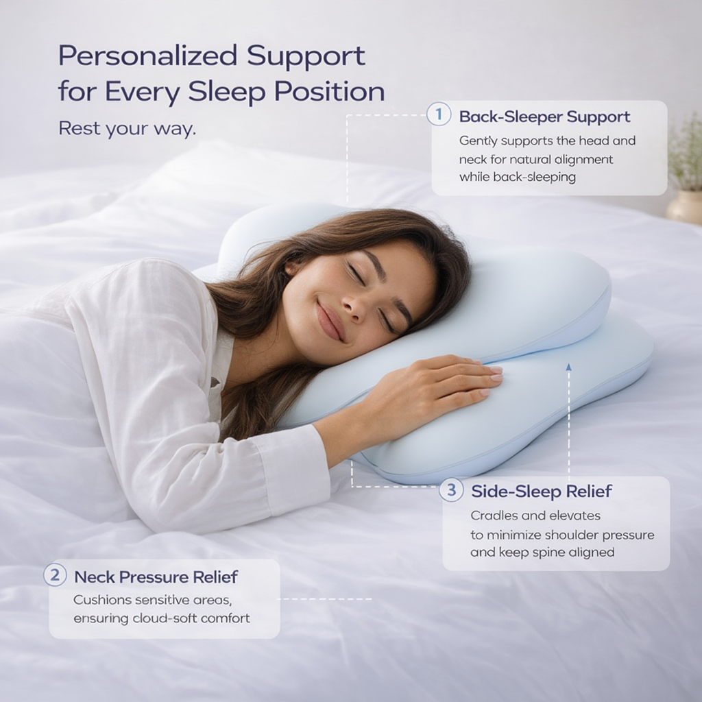 6-Zone Ergonomic Memory Foam Cervical Pillow | Orthopedic Neck & Back Support