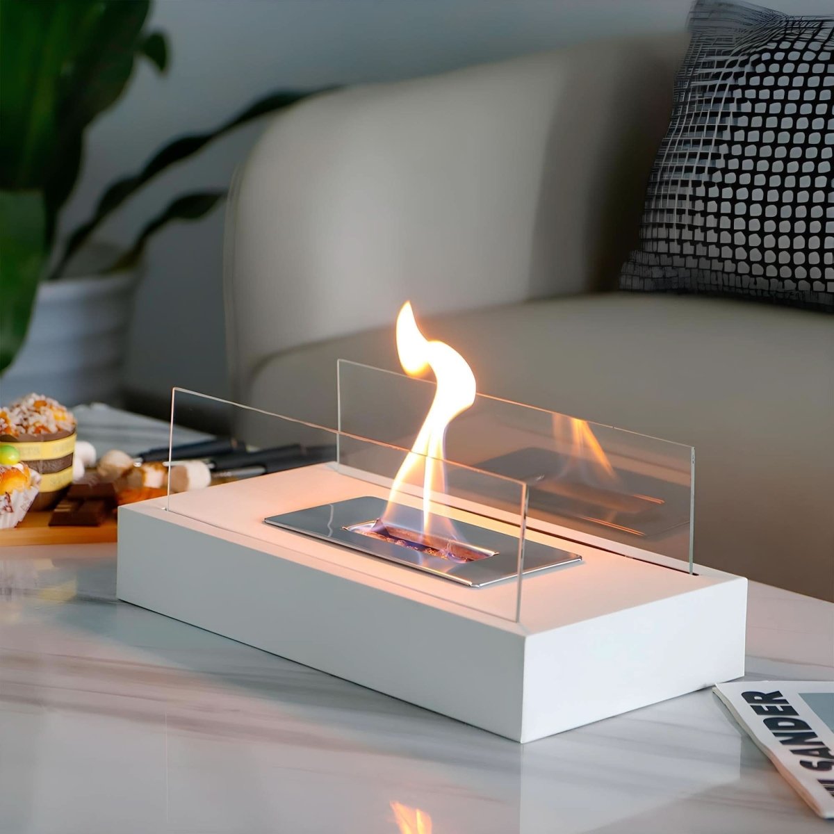 Portable Tabletop Bioethanol Fireplace with Clean Flame - Smokeless Indoor Fire Bowl for Cosy Ambience