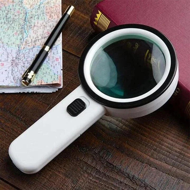 OptiView | High Power 30X LED Magnifying Glass with Light for Reading & Inspection