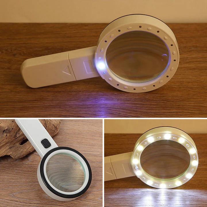 OptiView | High Power 30X LED Magnifying Glass with Light for Reading & Inspection
