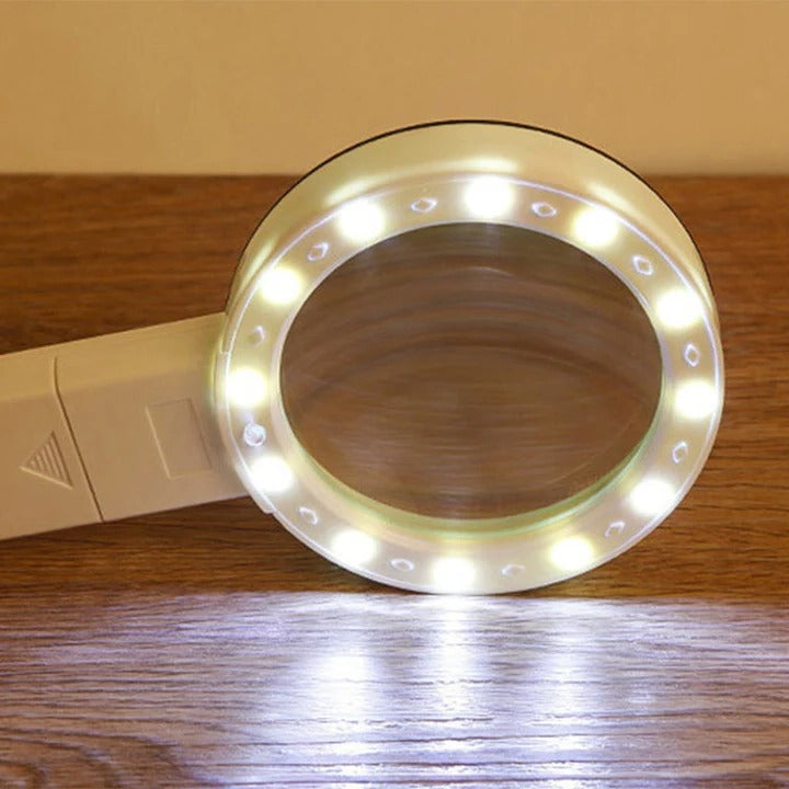 OptiView | High Power 30X LED Magnifying Glass with Light for Reading & Inspection