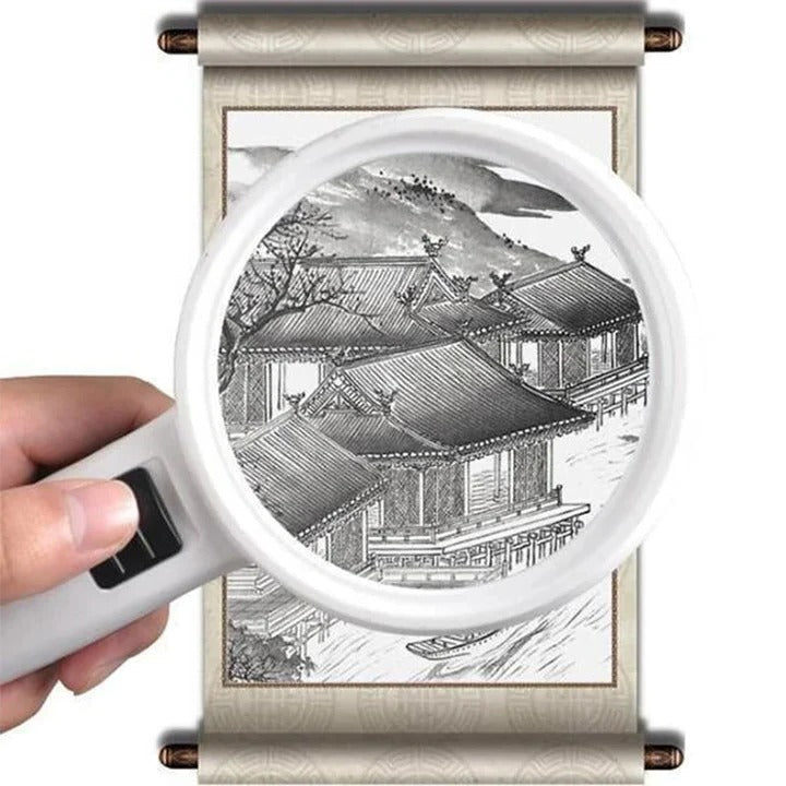OptiView | High Power 30X LED Magnifying Glass with Light for Reading & Inspection