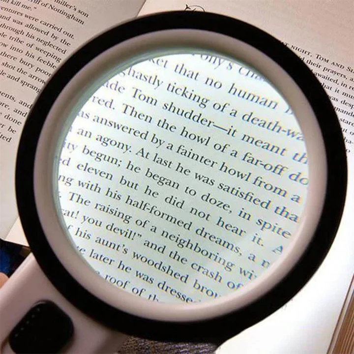 OptiView | High Power 30X LED Magnifying Glass with Light for Reading & Inspection