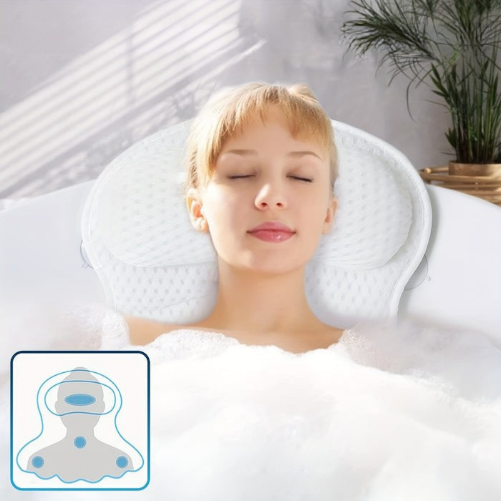 ZenSoak | Ergonomic Air Mesh Spa Bath Pillow Cushion for Neck and Back Support