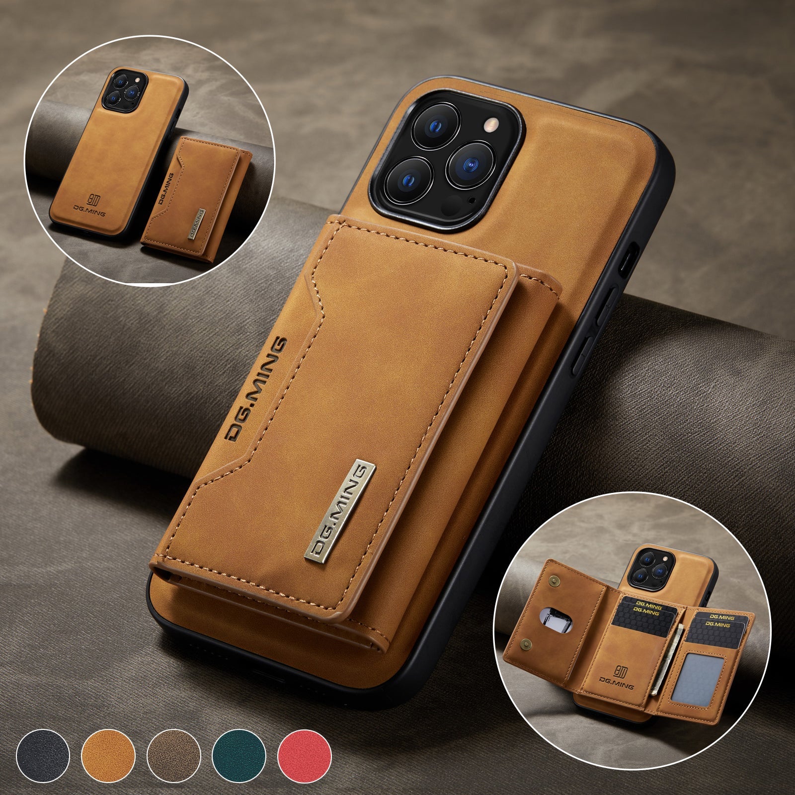 2-in-1 Detachable Leather Wallet Phone Case for iPhone – Magnetic Card Holder Cover with Kickstand