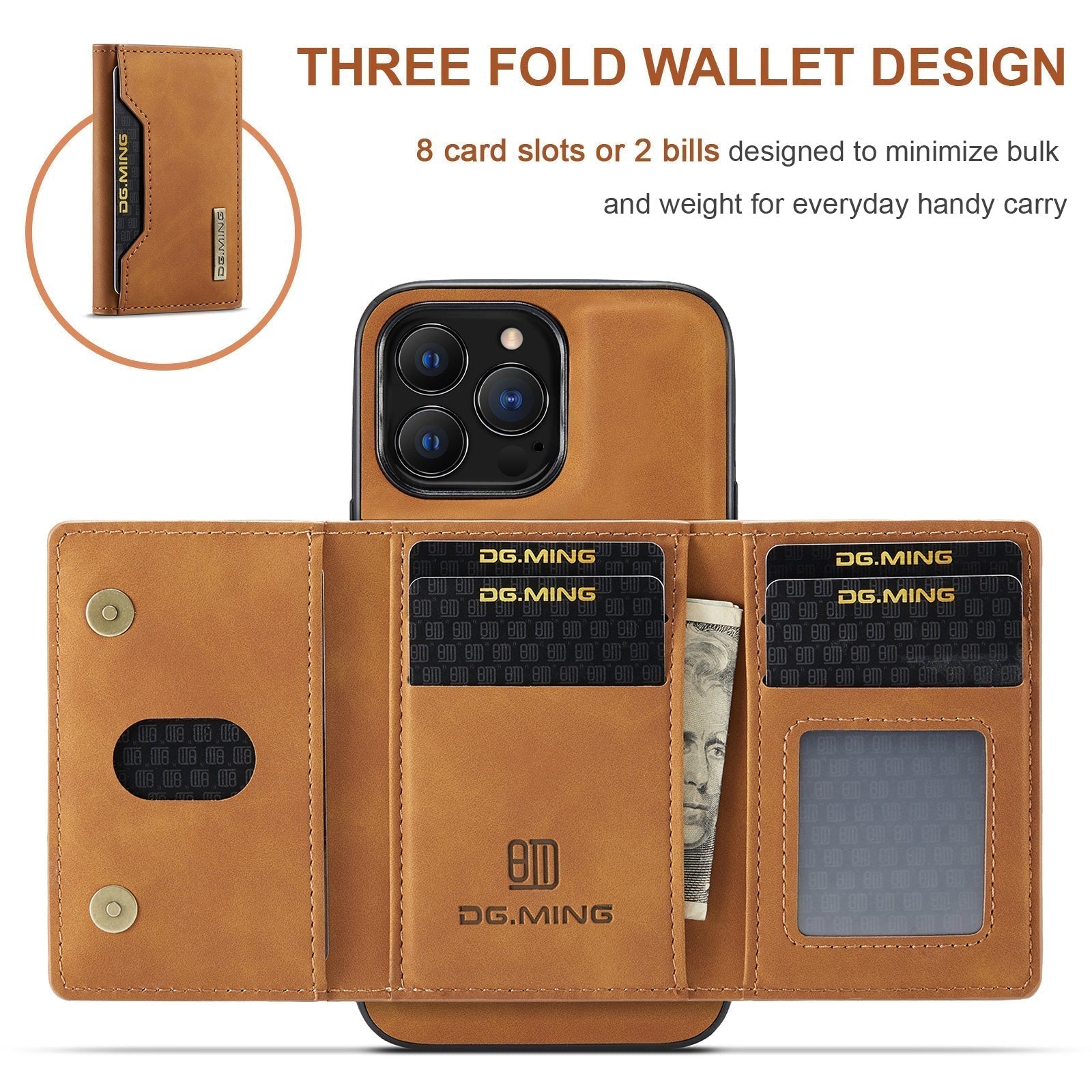 2-in-1 Detachable Leather Wallet Phone Case for iPhone – Magnetic Card Holder Cover with Kickstand