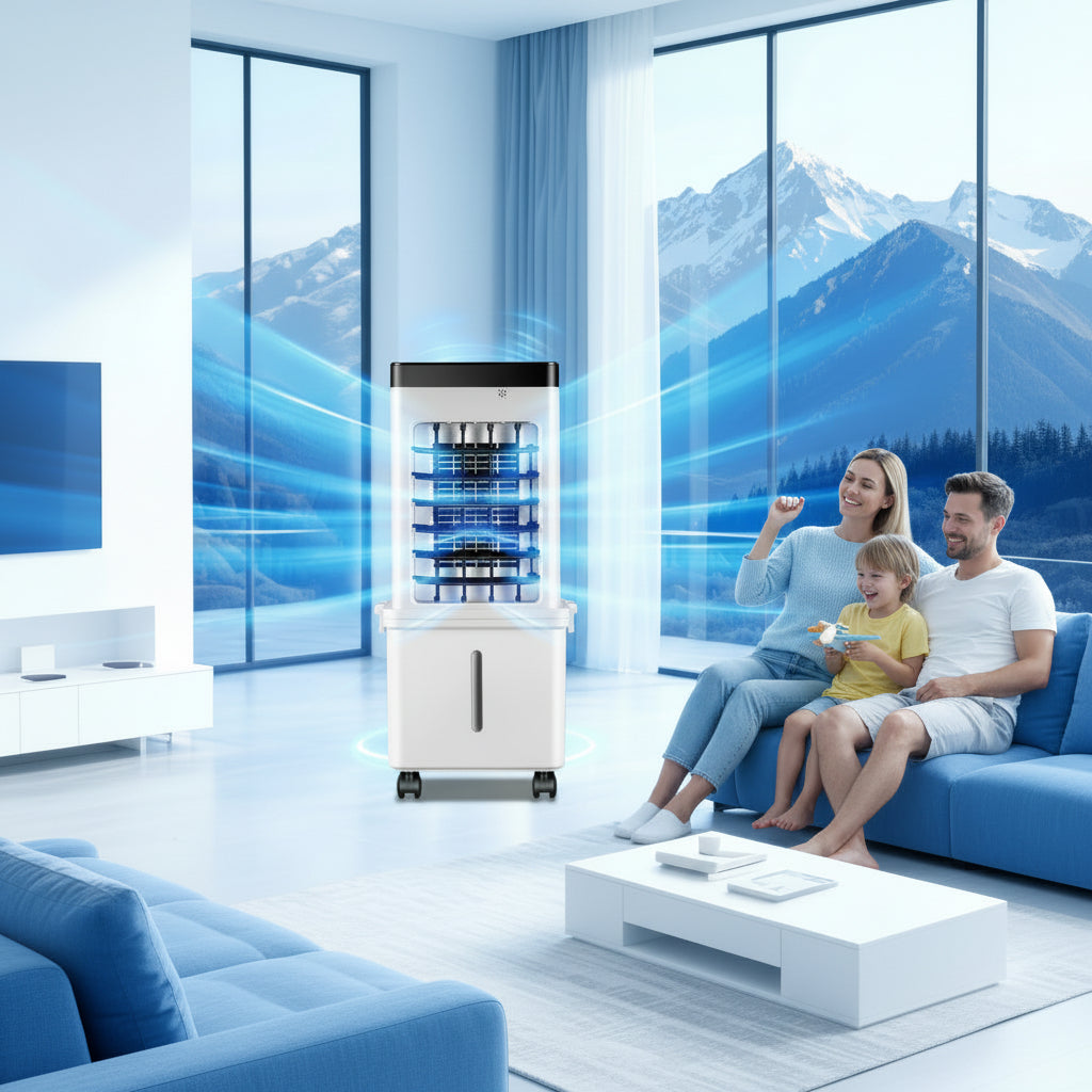 Portable air conditioner in a living room