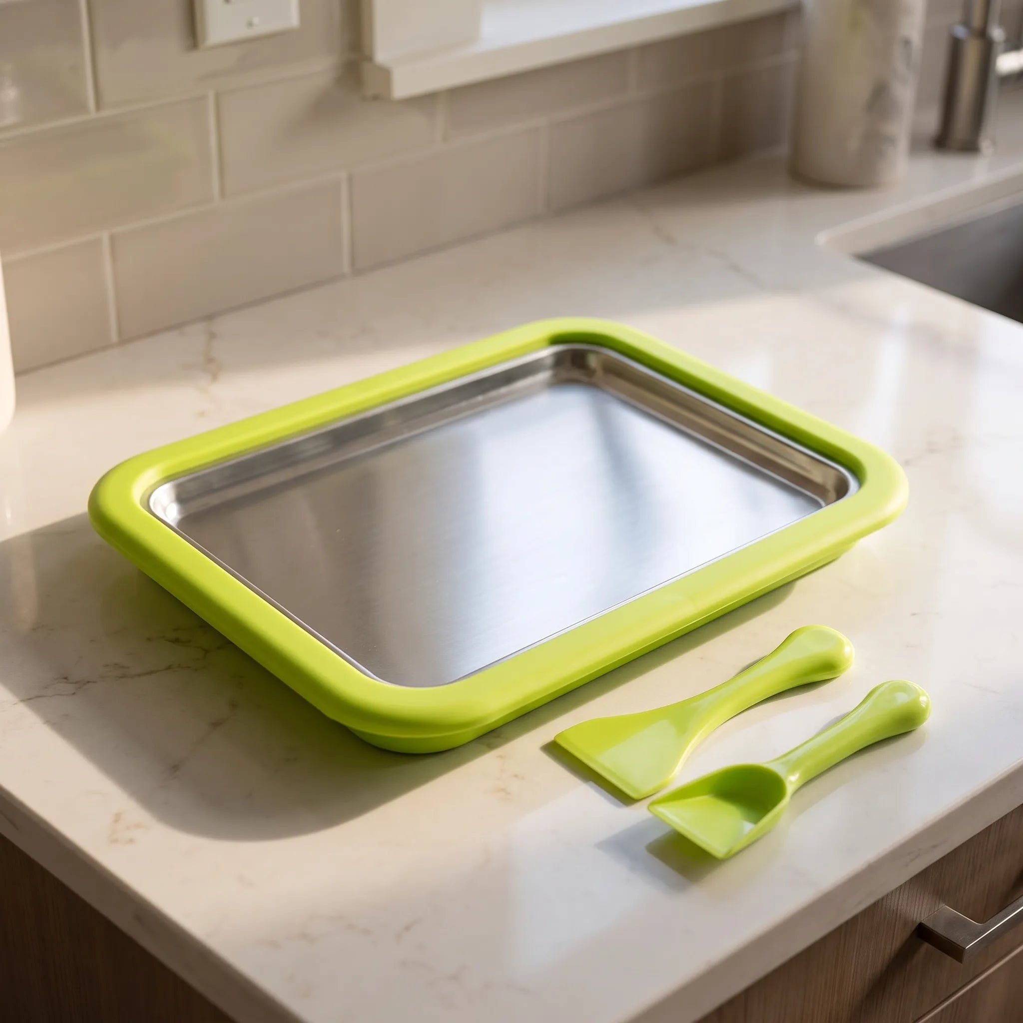 Mini ice cream roll maker with chilled plate