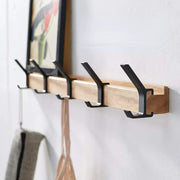 Wall-Mounted Wooden Coat Rack with Adjustable Double Hooks – Scandinavian Entryway Organizer
