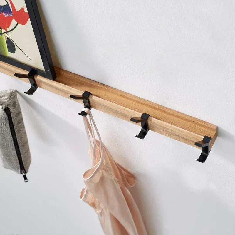 Wall-Mounted Wooden Coat Rack with Adjustable Double Hooks – Scandinavian Entryway Organizer